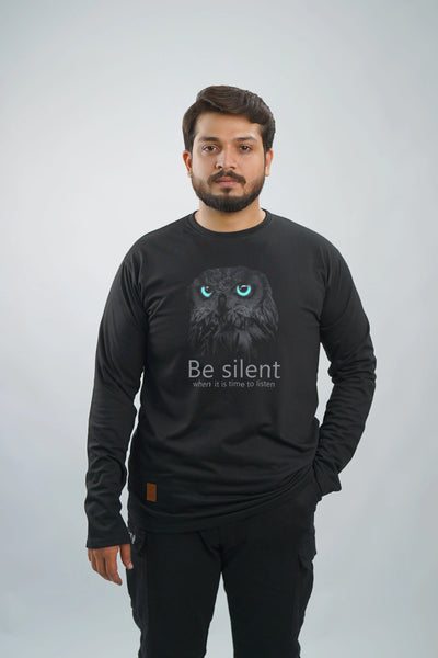BE SILENT- BLACK FULL SLEEVE T-SHIRT – UNISEX CLASSIC FIT