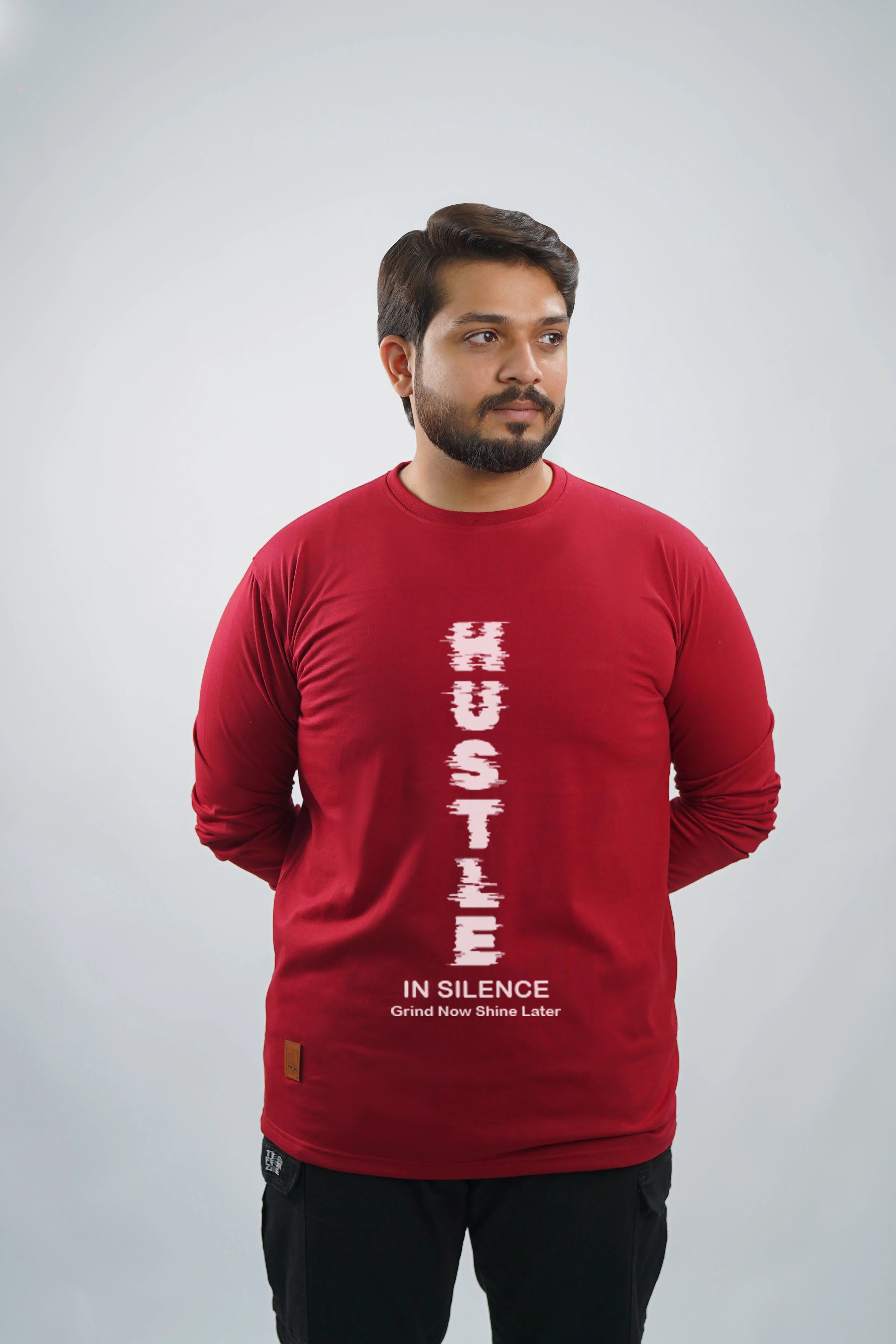 HUSTLE PRINTED FULL SLEEVE T-SHIRT – UNISEX CLASSIC FIT