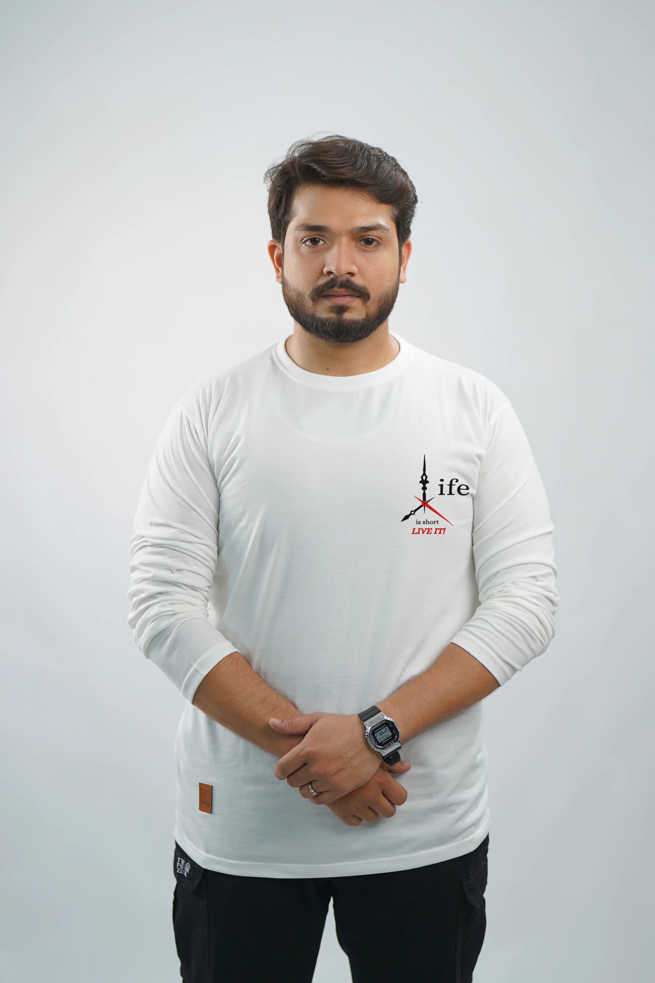 LIFE IS SHORT PRINTED FULL SLEEVE T-SHIRT – UNISEX CLASSIC FIT